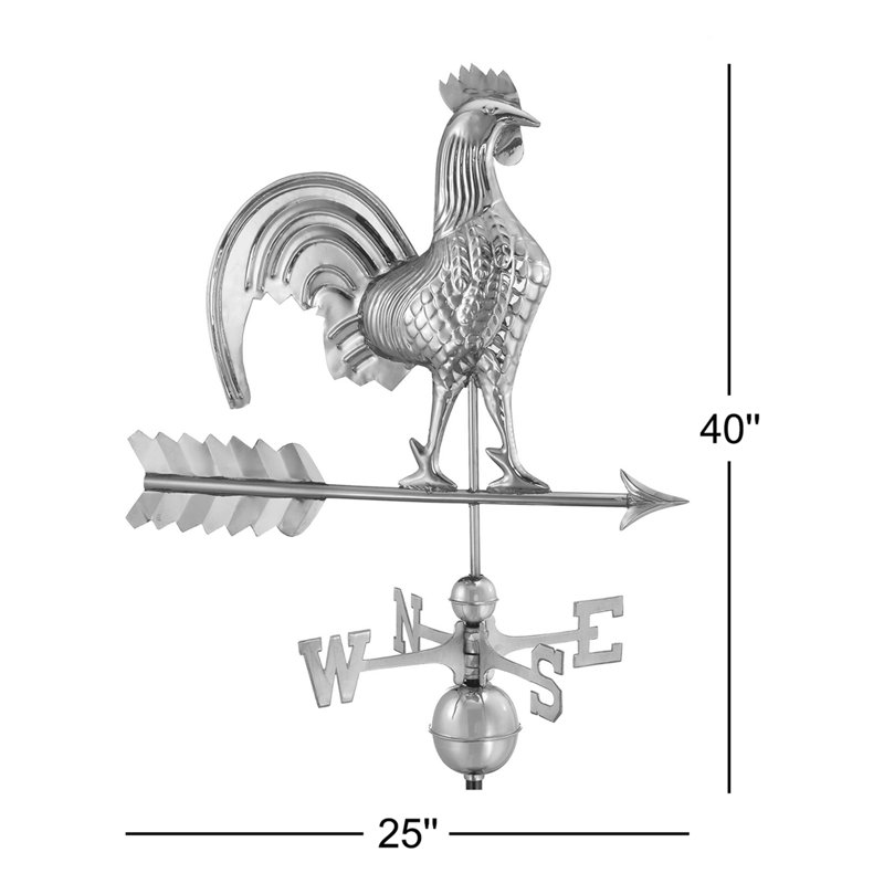 Girouette coq, Poli, H 40 po x l 18 po x P 25 po