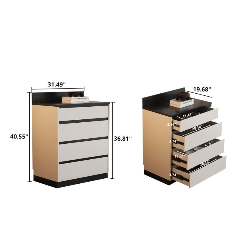 31.49" Modern 4-Drawer Storage Cabinet
