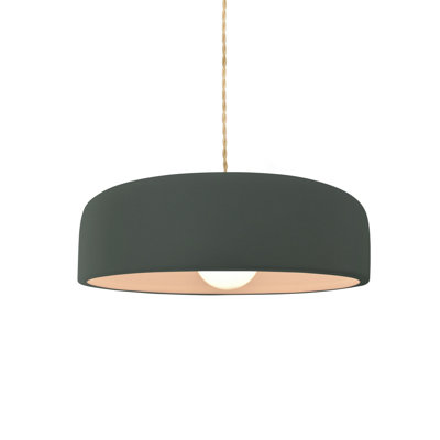Radiance - Luminaire suspendu 1 lumière Spire - Vert étain - Noir mat - l 10 po x H 3,75 po - DEL dédiée - Cordon torsadé beige