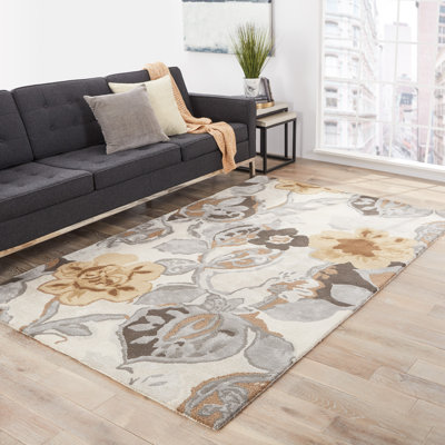 Tapis unique en laine noué à la main 8 pi One-of-a-Kind Bram gris / brun