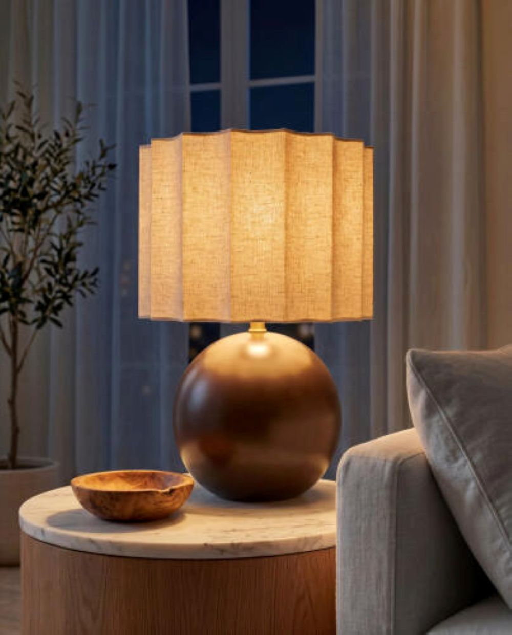 Laroche Ceramic Table Lamp, Brown