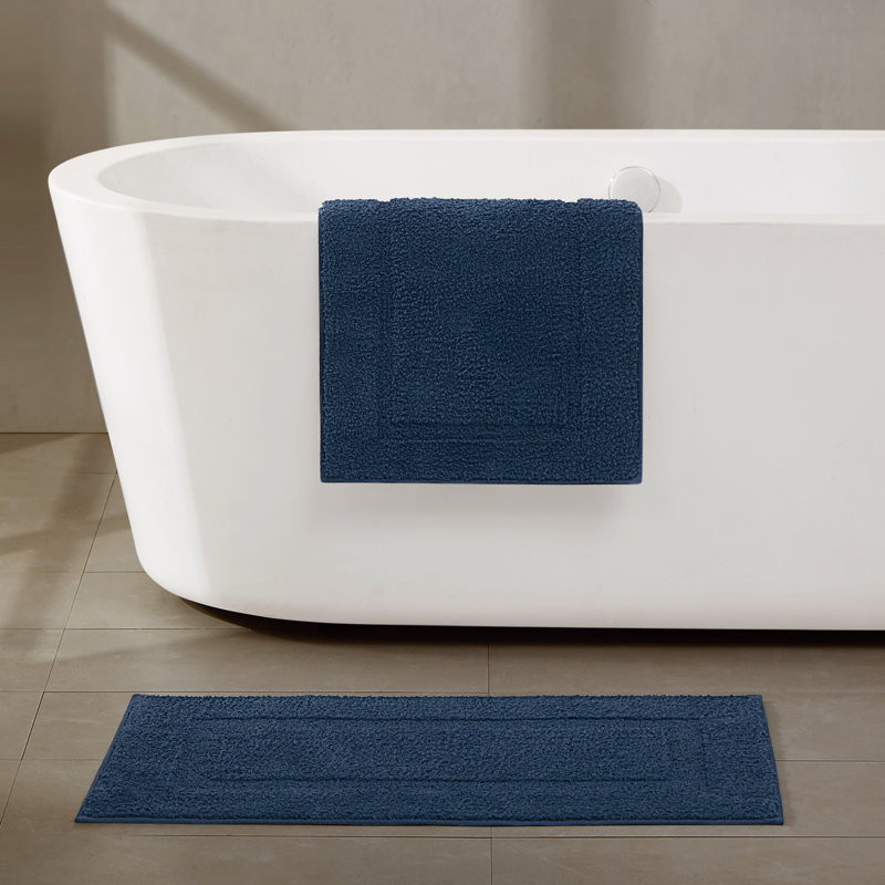 Brooklyn Loom Super Soft Bath Rug, Blue, 17x24 and 20x34 Pack