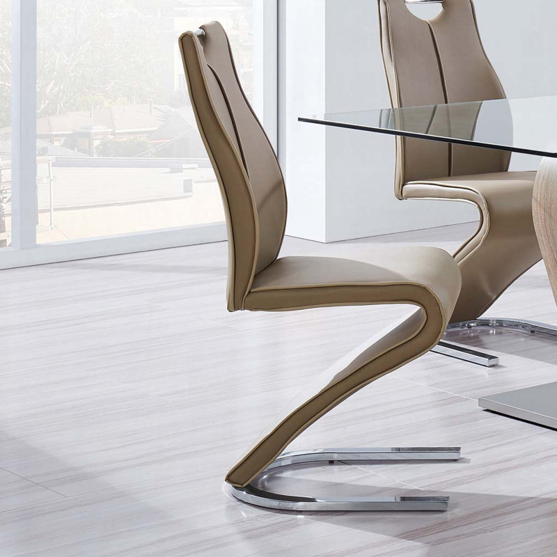 Chaise de salle à manger en similicuir, Brun