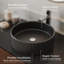 14'' Round Bathroom Sink, Striped Vessel Ceramic Basin Without Faucet, No Cabinet, Black