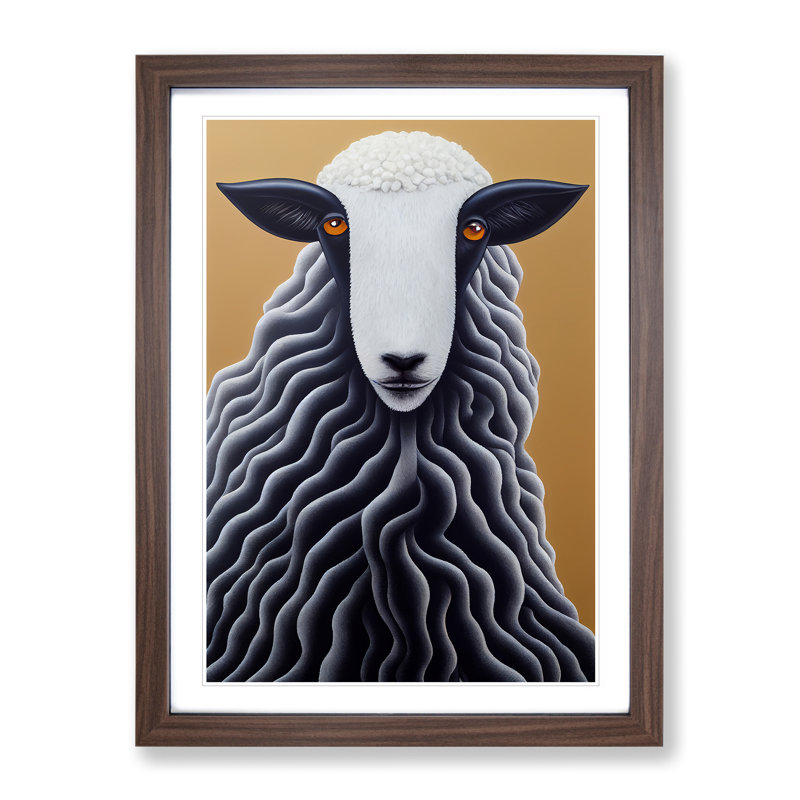 Remarkable Sheep - Framed Print, 64cm H x 46cm W x 2cm D, Walnut