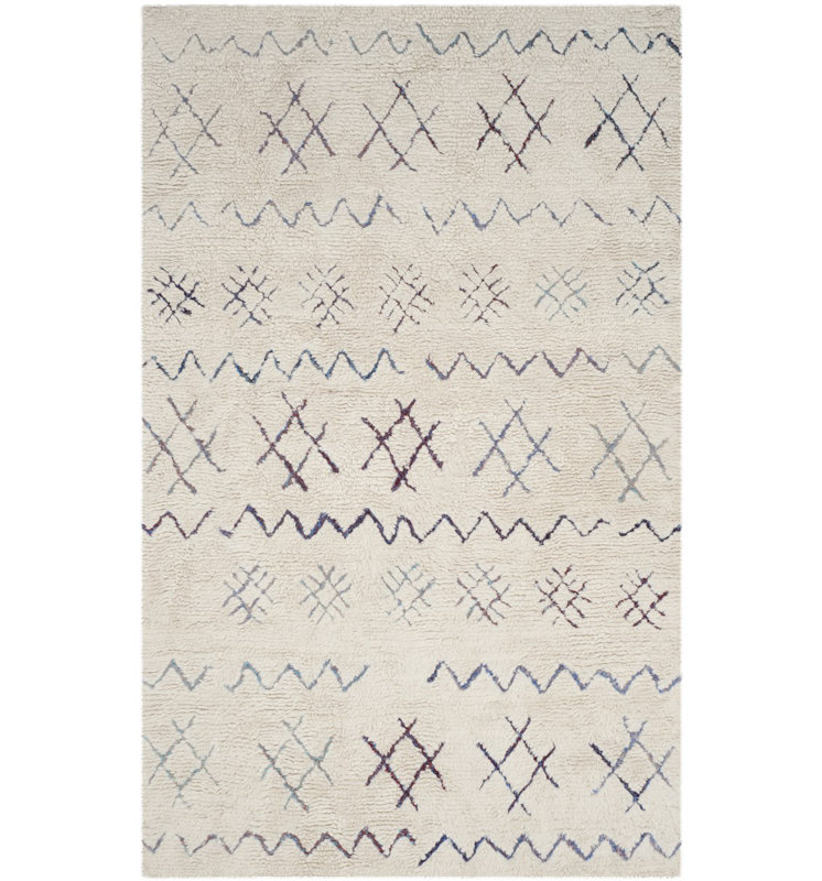 Tapis beige noué à la main Powell, Rectangle 4 pi x 6 pi