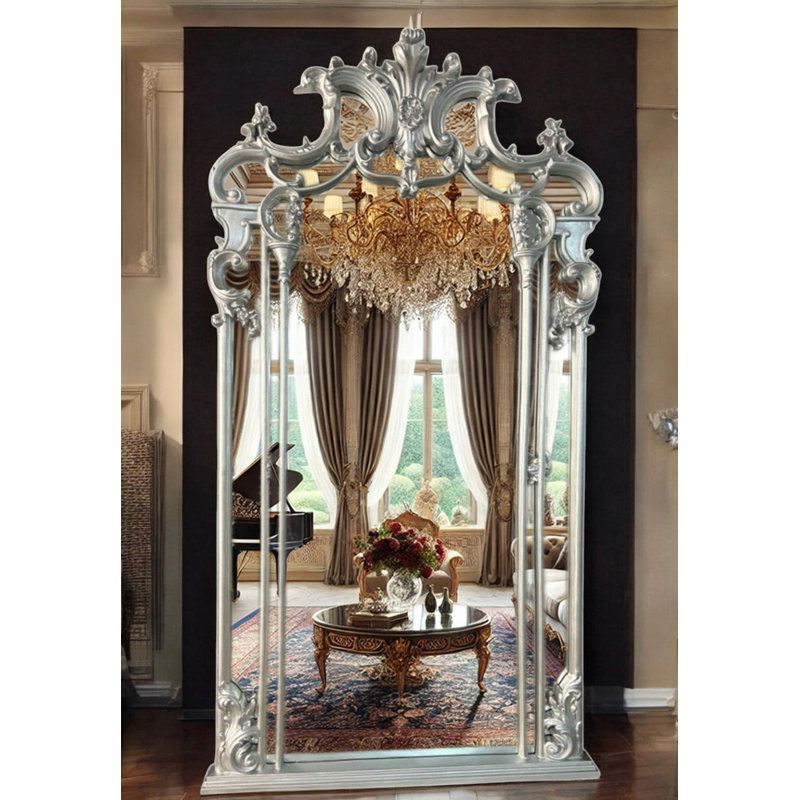Solid And Engineered Wood Mirror, Silver