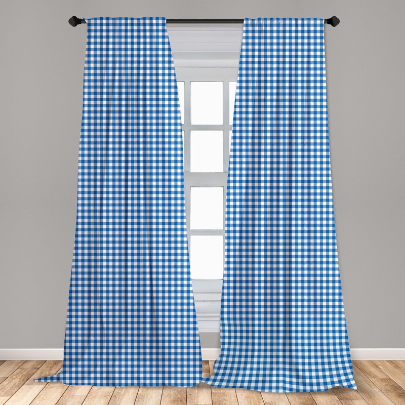 Abstract Semi-Sheer Rod Pocket Sliding Panel, 28" x 84", Blue