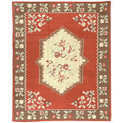 High-Quality Hand-Knotted Rust And Brown Area Rug