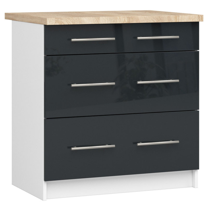 Oliwia kitchen base cabinet in white, graphite gloss