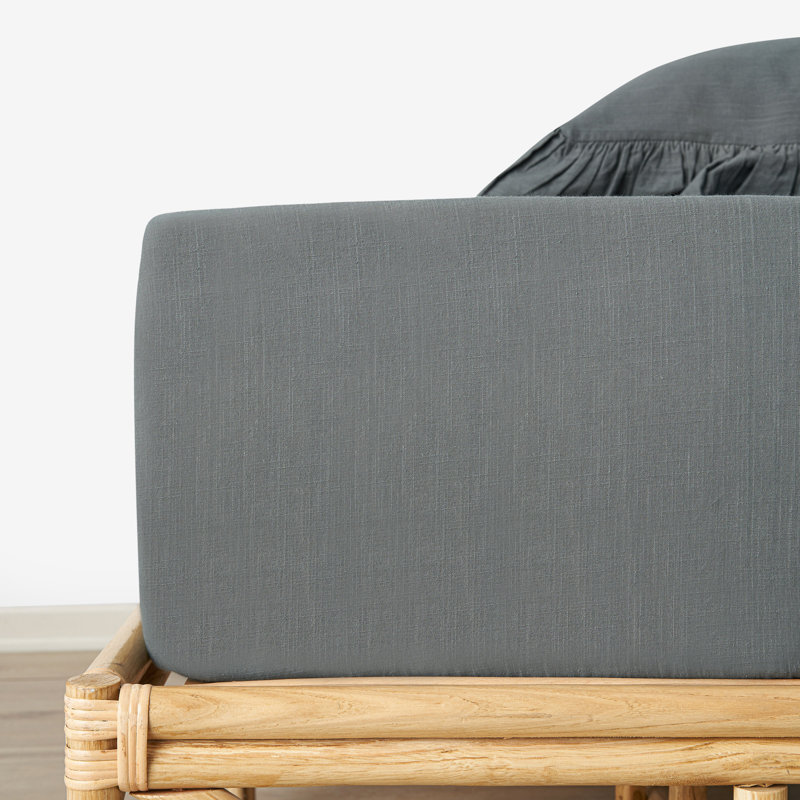 Jarvous Sateen Plain Weave Fitted Sheet, Anthracite/Grey, Double