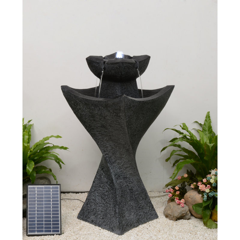 Resin Solar Pedestel Fountain with Light