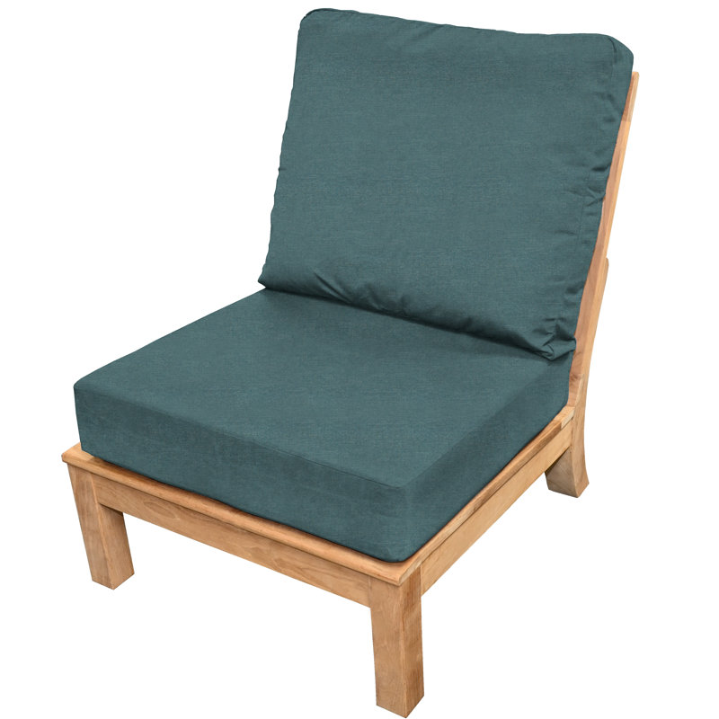 Monterey Sectional Armless Teak Outdoor Chair, Cast Lagoon Sunbrella® Plainweave
