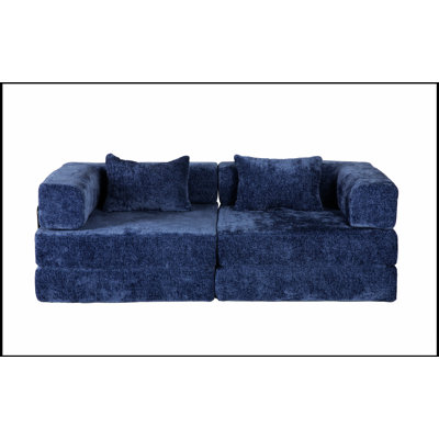 Canapé-lit convertible au sol avec structure de forme fixe, tissu chenille, aucun assemblage requis, idéal pour le salon et la chambre à coucher