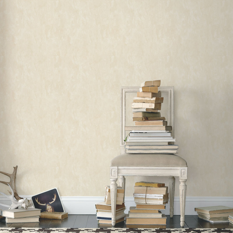 Nostalgie Steampunk 32.8" L x 21" W Smooth Wallpaper Roll, Light Gold/Cream