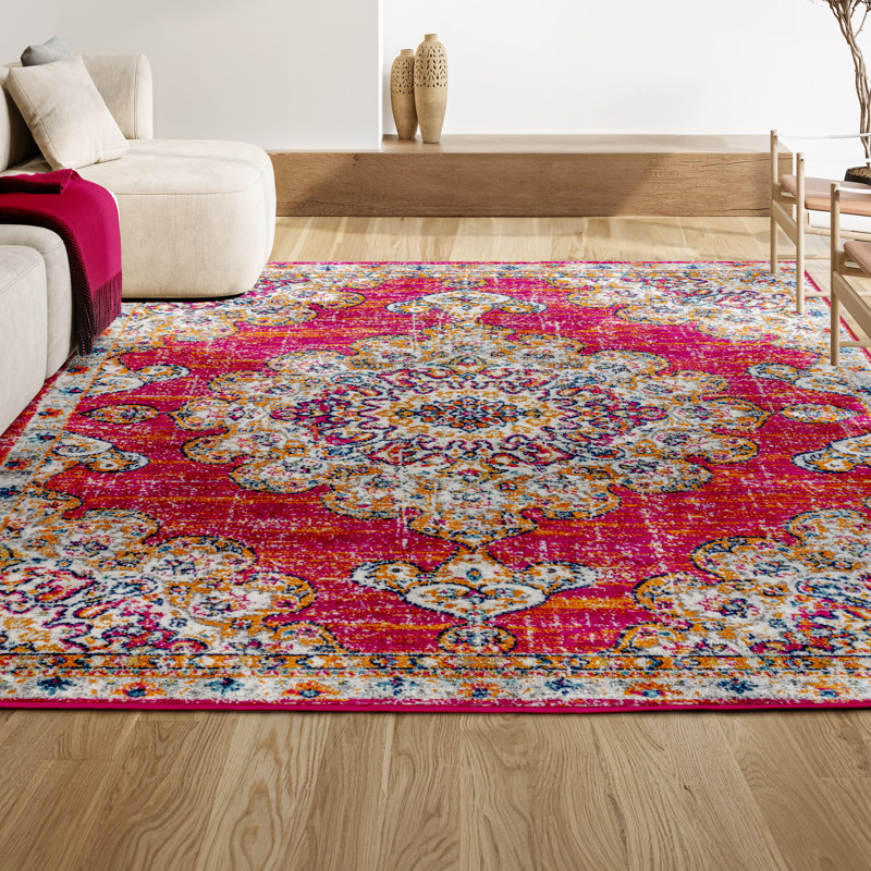 Tapis rose / crème Lathan Bohemian FLAIR Boho, Rectangle 5 pi 3 po x 7 pi 7 po