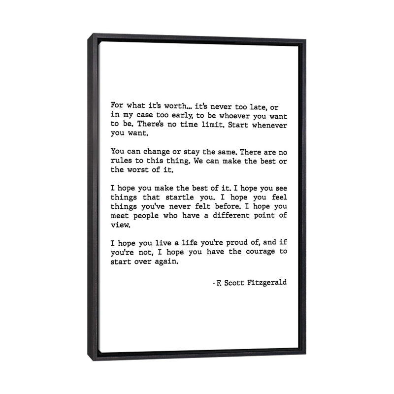 «For What It's Worth» par Scott Fitzgerald, impression d'art textuel, H 40 po x l 26 po x P 1,5 po, Pas de tapis