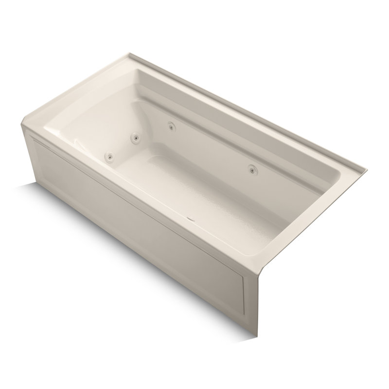 Archer Alcove 72" x 36" Whirpool Bathtub, Innocent Blush, Right