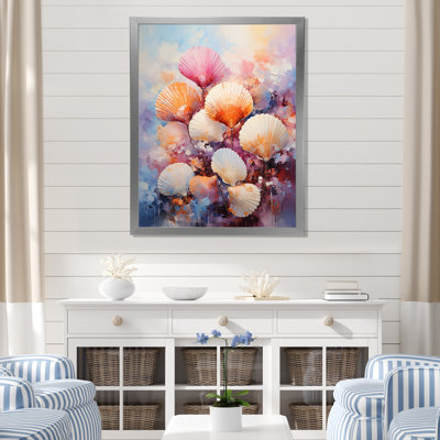 Collage multicolore de coquillages côtiers sur toile