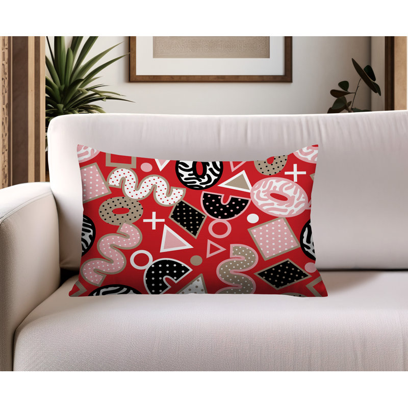 Coussin lombaire réversible intérieur / extérieur Zyra, Rectangle H 14 po x l 20 po, Rouge