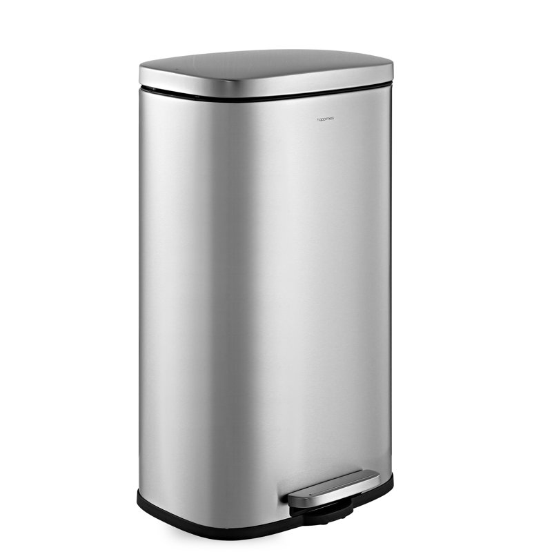 Poubelle à ouverture latérale 8 gallons Curtis, noir, Chrome