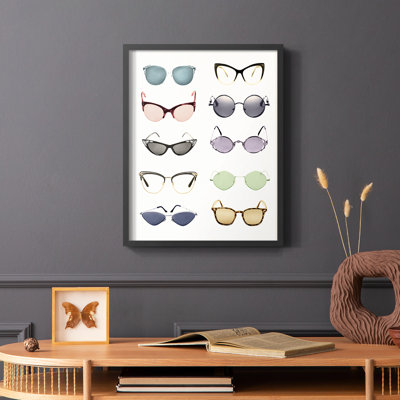 «Vintage Glasses I», reproduction encadrée - bois massif