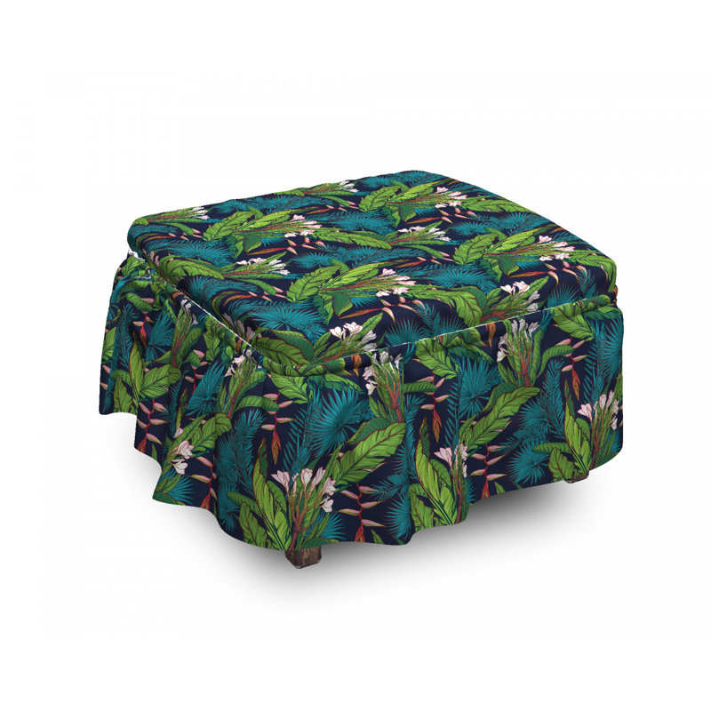Ensemble de housse pour repose-pieds à coussins carrés 2 pièces leaf tropical