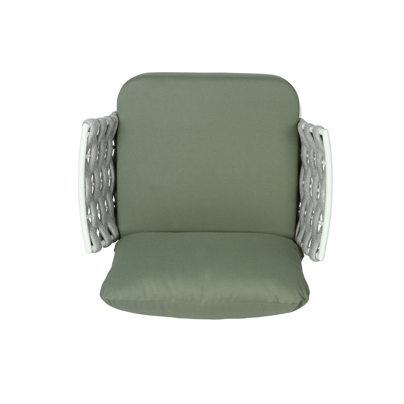 Ensemble de 2 fauteuils club en acier Mariano, blanc cassé et vert, Vert, Blanc