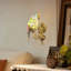 Applique murale en verre coloré 10,3 po h, cadre en fer bronze antique, ampoule E26 chaude incluse
