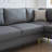 L-Shaped Corner Sectional Technical Leather Sofa With Pillows