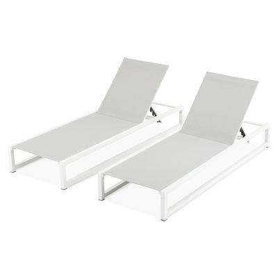 Chaise longue d'extérieur réglable à 5 positions à 2 positions, structure et filet en aluminium, convient au jardin de balcon, salon relaxant de conception ergonomique avec réglage de niveau, patio près de la piscine, entretien facile