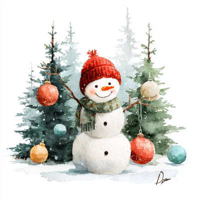 Forest Snowman Charm Wrapped Canvas Wall Art