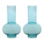 Ensemble de deux vases de table ronds en verre turquoise