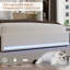 Grand lit plateforme de rangement avec station de charge et lumières à DEL RVB Smart Control, cadre de lit tapissier blanc avec tiroirs de rangement, ports de chargement USB et Type-C, tête de lit rembourrée en lin doux, 2 tiroirs de rangement sous le lit, aucun sommier nécessaire-78855525-84067993