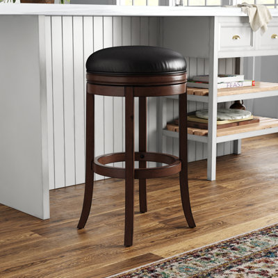Ingra Swivel Upholstered Faux Leather Counter Stool with Solid Wood Frame