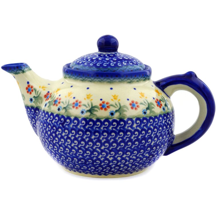Canora Grey Small 2 Liter Ceramic Porcelain Teapot Tea Kettle with Floral  Design, 1.5 Lbs Not for Stove Top