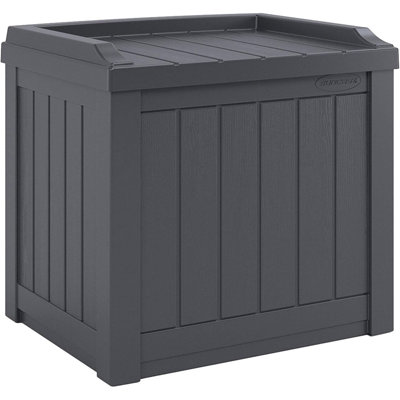 22-Gallon Small Deck Box With Bench Seat, Indoor/Outdoor Storage, Cyberspace