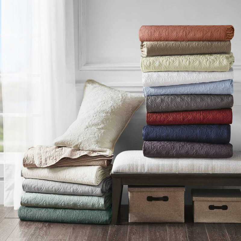 Courtepointe réversible 3 pièces en argile rouge très grand / très grand - mélange de literie été et chaleur, courtepointe, rembourrage en coton prélavé, 2 taies décoratives, literie polyvalente lavable à la machine, bourre, assorti