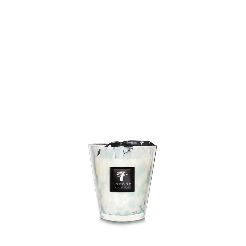 Pearls Sapphire Candle, 6.3" H x 5.85" W x 5.85" D