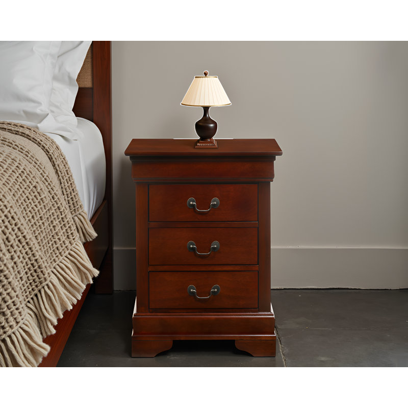 Table de chevet 3 tiroirs Sayre Cherry, Cerisier