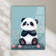 Caricature de panda en verre trempé-129638124