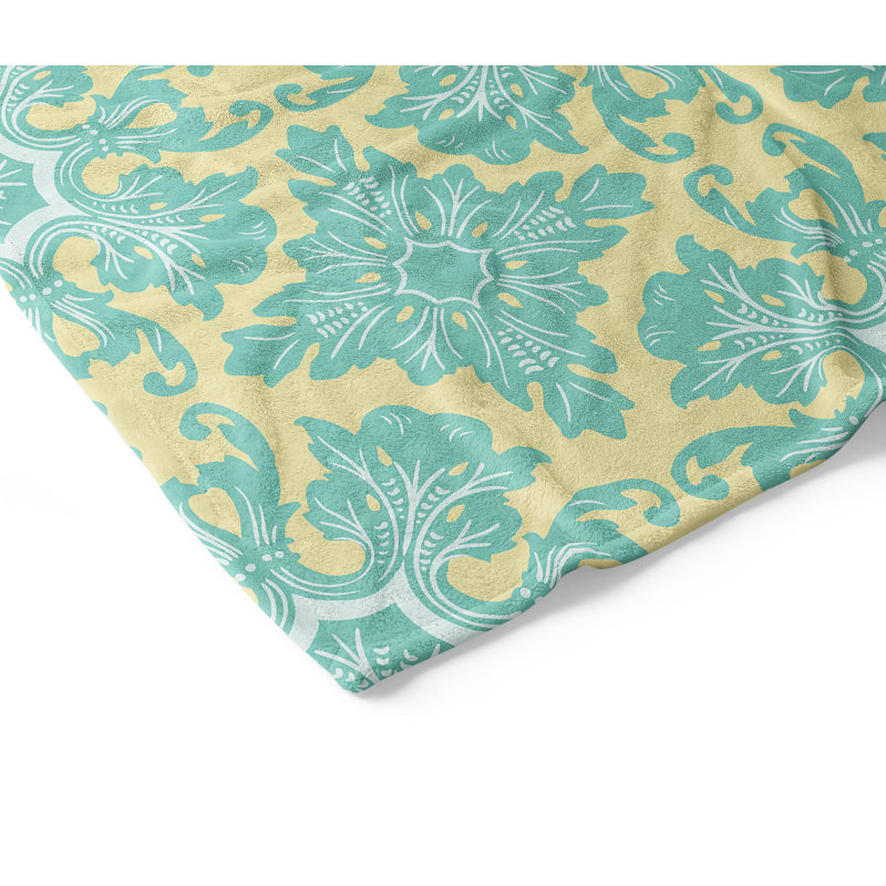 Couverture en velours de velours de damas, L 80 po x l 60 po, Jaune