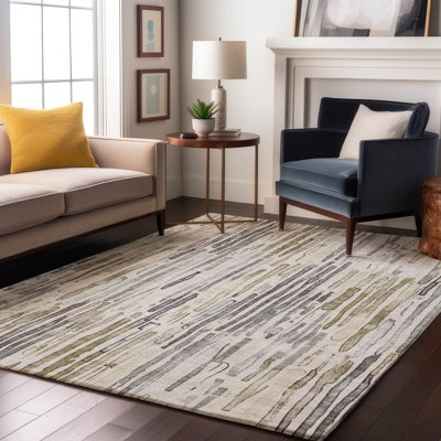 Premium Machine Washable Mehara AMF1684 Stripes Rug