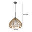 Ceiling Pendant Light, Braided Burlap Dome Shade, 21 Inch Black Metal