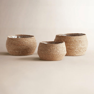 Handwoven Seagrass Storage Bin Set