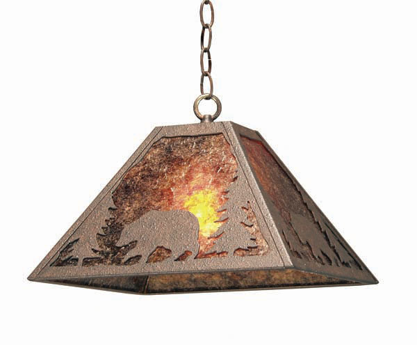 Bear Creek 1 - Light Single Pendant, French Bronze, Real Mica