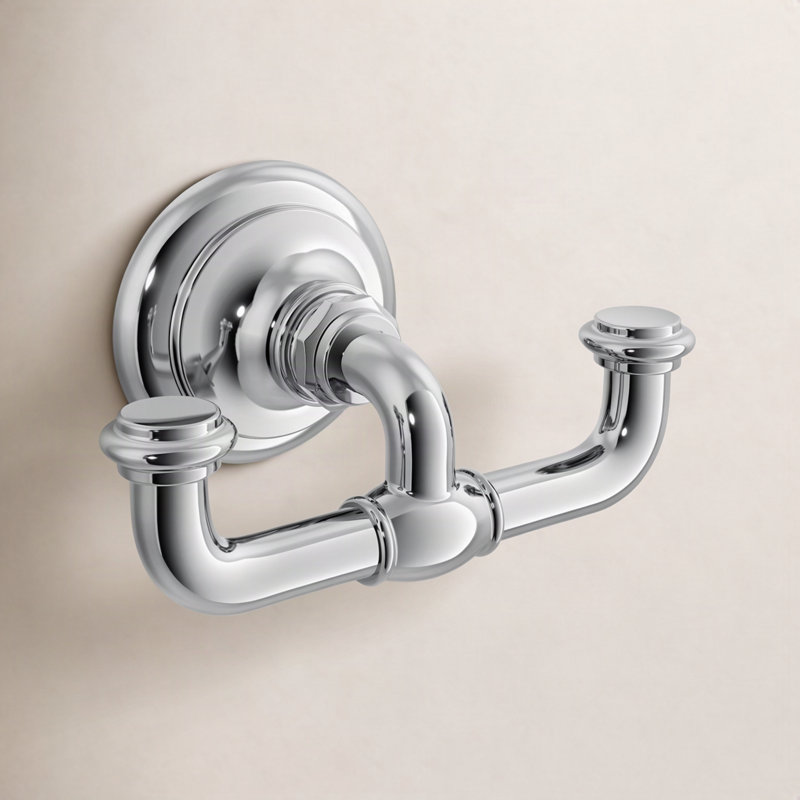 Artifacts Double Wall Mounted Robe Hook, Chrome poli