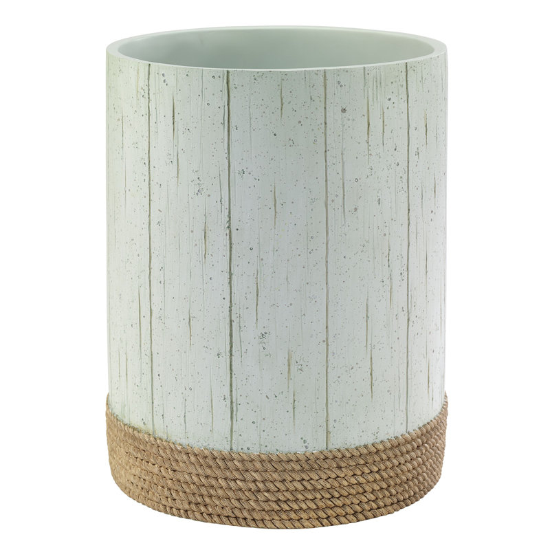 Nautical Blue Resin Circular Wastebasket with Rope Detail
