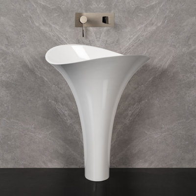 Vivian Tall Glass Handmade Oval Pedestal Bathroom Sink