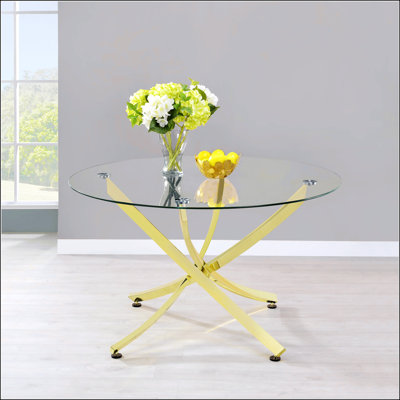 Brass And Clear Modern Brass Glasstop Dining Table